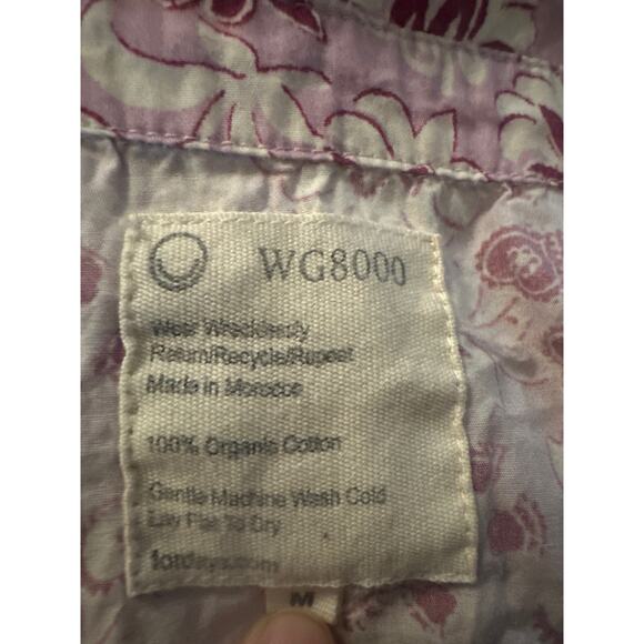 Women M For Days Purple Floral Printed Button-Down Blouse Pajama Shirt Top - Picture 6 of 6